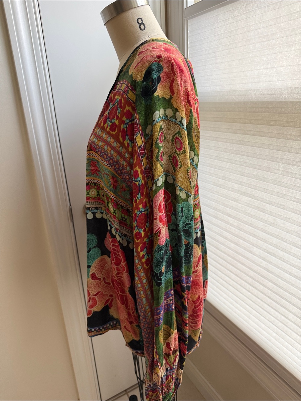 FARM Rio Red, Green & Black Mixed-Print V-Neck Blouse - Picture 2 of 3